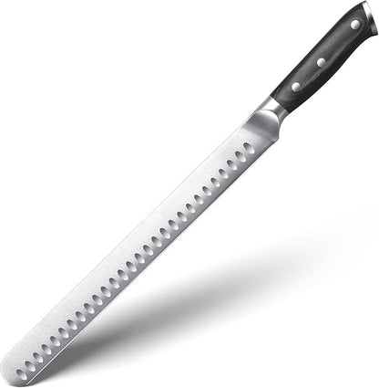 YFWOOD Slicing Carving Knife, 12 inch Brisket Knife for Meat Cutting, BBQ, Turkey – Razor Sharp High Carbon Stainless Steel Slicing Knives, Full Tang, Ergonomic Handle, Professional Chef's Knives
