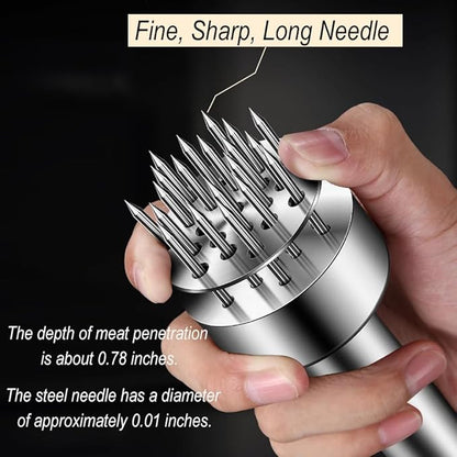 Stainless Steel Meat Tenderizer Tool, 21 Sharp Needles, Meat Piercing, Tenderizing Steak, Beef, Chicken, Pork, Barbecue, Marinating, Small Meat Grinder