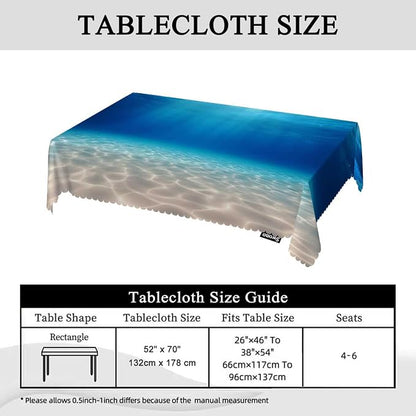 Swono Ocean Blue Rectangular Tablecloth Underwater Ocean Sandy Sea Bottom Washable Table Cloth Kitchen Dining Room Table Cover for Party Dinner Wedding 50x72 Inch Tablecloths