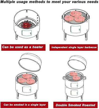 Outdoor Double-Layer Grill, Charcoal Wood Fired Braising & Smoking Stove,Portable Grill for Camping, Outdoor Cooking, Outdoor Kitchen, Patio, Garden
