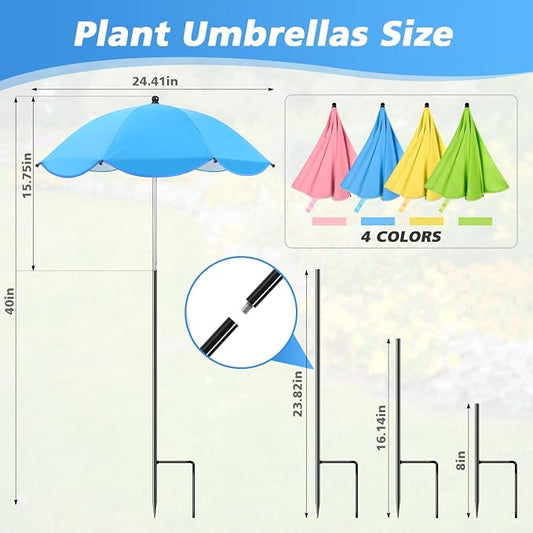 4/6 Pcs Plant Umbrellas for Outdoor Plants, Potted Garden Bedst Umbrella Shade with Adjustable Angle to ‌Defend Plants from Direct Sunlight