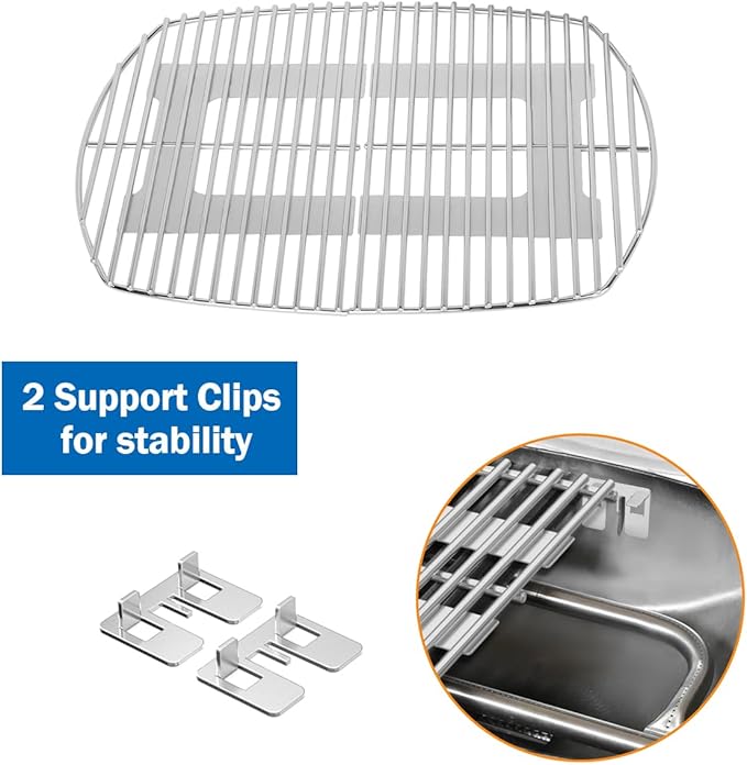 Stanbroil Stainless Steel Grill Cooking Grates for Weber Q200, Q220, Q2000, Q2200, Q2400 Series Gas Grill, Replacement Parts for Weber 7645