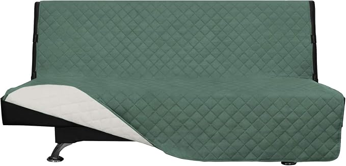 Easy-Going Reversible Couch Cover, Large Futon Sofa, Cyan/Ivory | Machine Washable Slipcover For Dogs, Water Resistant Furniture Mat For Living Room, Non-Slip Sofa Cover, Pet Friendly