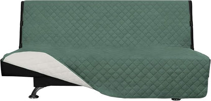 Easy-Going Reversible Couch Cover, Large Futon Sofa, Cyan/Ivory | Machine Washable Slipcover For Dogs, Water Resistant Furniture Mat For Living Room, Non-Slip Sofa Cover, Pet Friendly