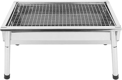 Charcoal Grill Small Stainless Steel BBQ Grill Camping Table Top Grill Portable Foldable Charcoal Grill for Outdoor Camping Cooking, 15.7 x 11.0 x 4.3 Inch Camping Grill