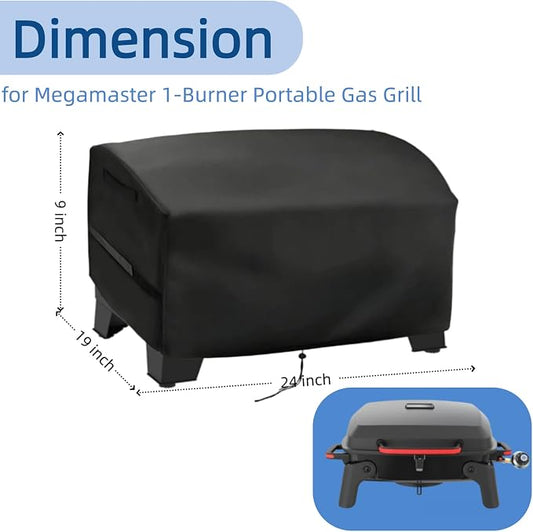 24 Inch Mini Gas Grill Cover for Megamaster 1-Burner Portable Gas Grill | 24x19x9,Waterproof Dustproof Heavy Duty Oxford Fabric