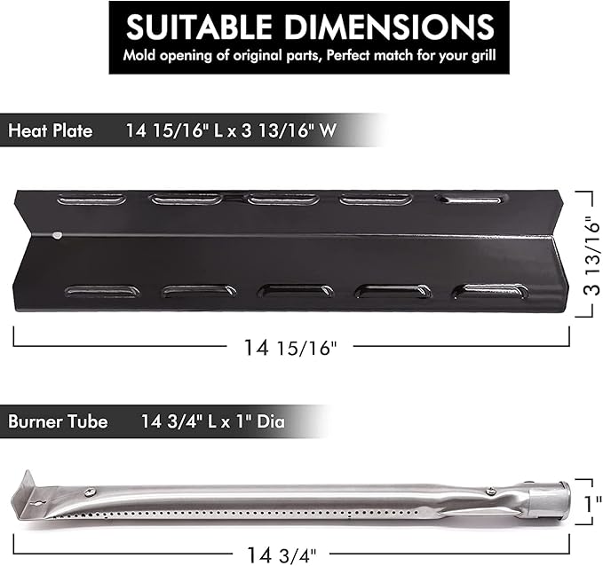 Hiorucet Grill Replacement Parts for Kenmore 6 Burner 146.23681310 146.47223610 146.23766310 Gas Grill Models. Grill Burner Tube, Heat Plate Tent Shield, Carryover Tube Replacement Kit.