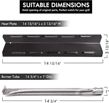 Hiorucet Grill Replacement Parts for Kenmore 6 Burner 146.23681310 146.47223610 146.23766310 Gas Grill Models. Grill Burner Tube, Heat Plate Tent Shield, Carryover Tube Replacement Kit.