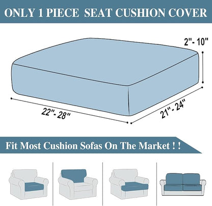 LA MEACK Couch Cushion Cover Seat Cushion Cover Stretch Armchair Cover Separate Sectional Sofa Slipcovers Furniture Protector(1 Piece for Seat or Sofa Backrest, Blue)