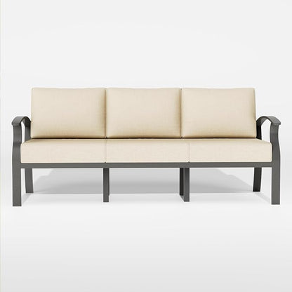 ALAULM Aluminum 3-Seat Patio Furniture Set, Metal Outdoor Furniture Sectional Sofas w/5.1" Cushions for Patio, Backyard, Poolside-Sand
