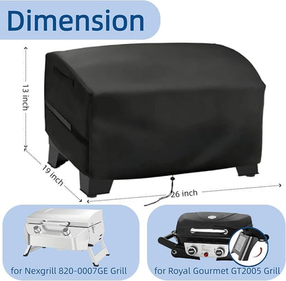 Mini Gas Grill Cover for Nexgrill 820-0007GE, for Royal Gourmet GT2006 | 26x19x13,Waterproof Dustproof Heavy Duty Oxford Fabric