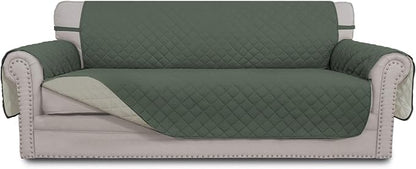 Easy-Going Reversible Couch Cover, 4 Seater Sofa, Greyish Green/Beige | XX-Large Sofa, Washable Slipcover For Dogs, Water Resistant Mat, Living Room, Non-Slip Sofa Cover, Pet Friendly