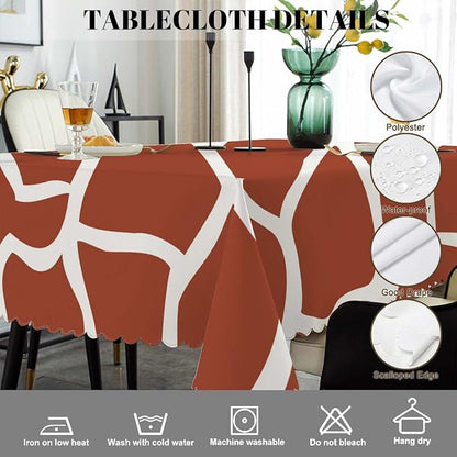 Swono 52x70 Inch Giraffe Tablecloth Brown Animal Skin Giraffe Print Farmhouse Dining Table Cloth Anti-Stain Talking Table Cover for Kitchen Dinning Room Coffee Store
