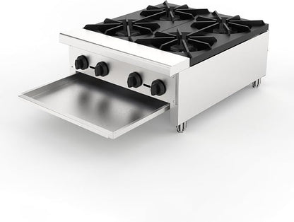 Stainless Steel Stoves,Portable Cooktop with 4 Burners–112,000 BTU,Comes with Conversion Kit for Both Propane & Natural Gas Cooktop Combo.Commercial Gas Stove for Restaurant & School Cafeteria.