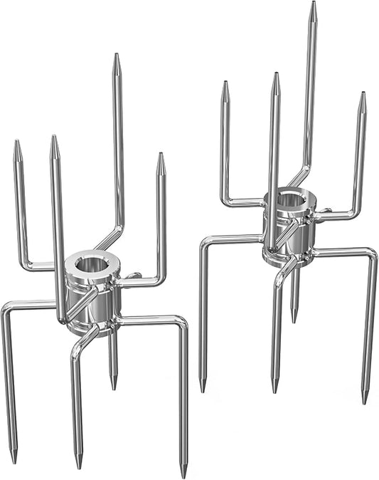 onlyfire Double Sided 4 Pronged Rotisserie Fork for Most Grills, Fits 5/16" Square Rotisserie Spit Rods, 2 PCS