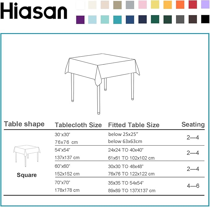 Hiasan Checkered Tablecloth Square, 30 x 30 Inch - Waterproof and Wrinkle Resistant Table Cloth for Picnic, Dinner and Party, Washable Polyester Fabric, Red and White Gingham Pattern