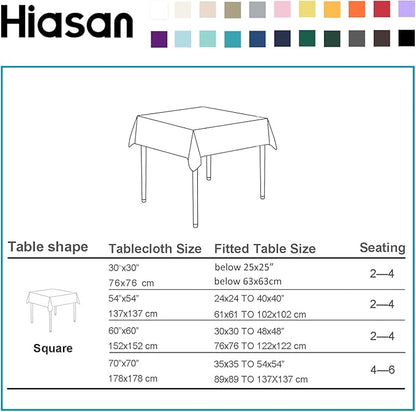 Hiasan Checkered Tablecloth Square, 30 x 30 Inch - Waterproof and Wrinkle Resistant Table Cloth for Picnic, Dinner and Party, Washable Polyester Fabric, Red and White Gingham Pattern