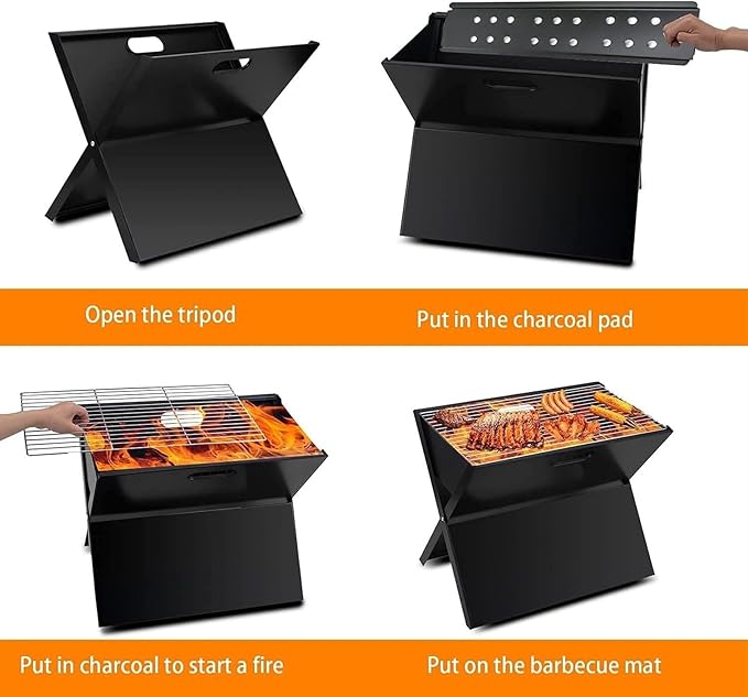 Foldable and Portable Outdoor Folding Charcoal Grill Portable Barbecue Lightweight Table For Camping Heat Resistant