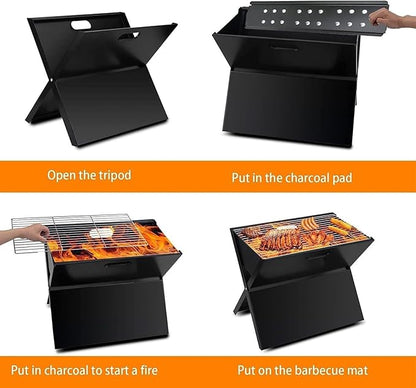 Foldable and Portable Outdoor Folding Charcoal Grill Portable Barbecue Lightweight Table For Camping Heat Resistant