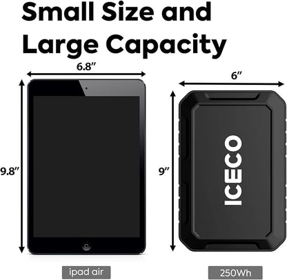ICECO PB250 Portable Power Station, 250Wh Magnetic Power Bank, Outdoor Generator 12V Refrigerator, Mobile Lithium Battery Pack, for Home Backup Outdoor Emergency RV Van Hunting
