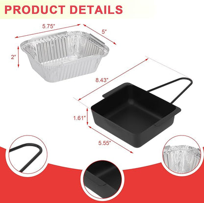 Grill Drip Pan for Nexgrill 720-0830H 720-0925P 720-0830D 720-08882A 720-0896 720-0888S Replacement Parts, Grill Drip Tray for Cuisinart CGG-7400 CGG-8500 Grease Catcher & 15pack Aluminum Foil Liner