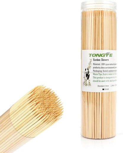 [200 PCS] 10 inch Bamboo Skewers, Premium Wooden Skewers Without Splinters, Skewers for Grilling, BBQ, Appetizer, Fruit Kabobs, Chocolate Fountain, Cocktail Toothpicks, and Food Skewer Sticks.