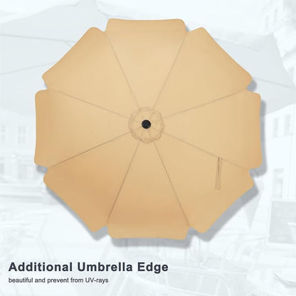 MASTERCANOPY 9ft Patio Umbrella with Valance, Crank & Tilt, Khaki | 8 ribs, UV/fade-resist, waterproof, vent, for garden/deck/yard/pool