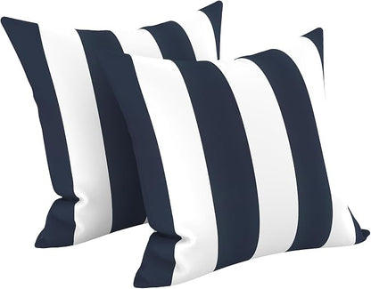 LVTXIII 2 Pack Outdoor Pillow Covers ONLY 18x18 Inch, Water-Repellent Square Decorative Cushion Covers for Patio Furniture, Garden, Sofa, Cabana Navy