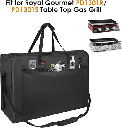 Portable Grill Carry Bag Compatible with Royal Gourmet PD1301R PD1301S Tabletop Grill, 24-Inch 3-Burner Table Top Griddle Carry Bag, Outdoor Water-resistant Grilling Accessories
