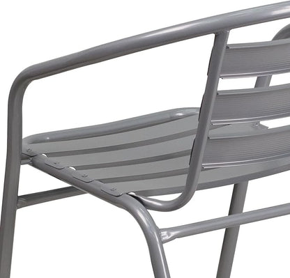 Flash Furniture Lila Silver Metal Restaurant Stack Chair with Aluminum Slats