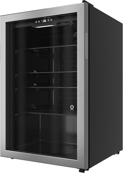 KoolMore 20 Inch Beverage Refrigerator, 4.5 Cu. Ft. Fridge Cooler, 120 Can Glass Door Drink Fridge for Dorm, Bedroom, Office, Bar, Retail Display, ETL Listed