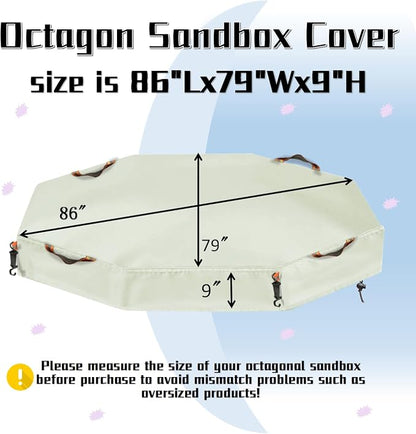 NGB Octagonal Sandbox Cover, 600D Waterproof Oxford Cloth Sandbox Protector with High-Efficiency Windproof Hooks 4, Easy-to-Find Reflective Handles and Fixed Elastic Drawstring (Beige, 85"x78"x9")