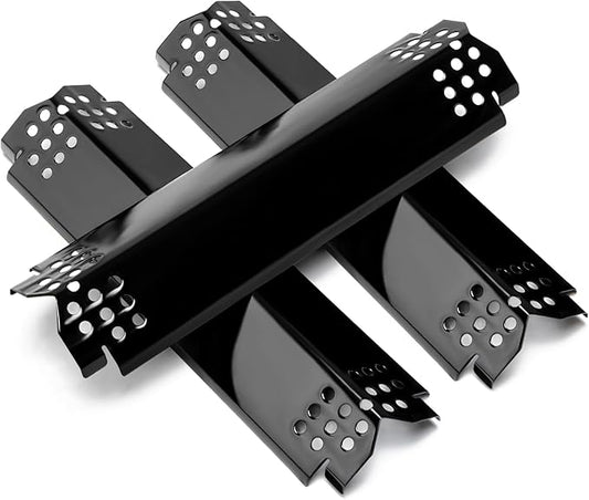 Unicook Grill Heat Plates for Nexgrill 720-0864, 720-0864M, BBQ PRO, Backyard, Expert, Grill Burner Covers Replacement Parts, 14.6 Inch Heat Shields Tents, Porcelain Flame Tamers, 3 Pack