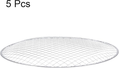 HARFINGTON 5pcs Round BBQ Grill Net 13.6" Dia Galvanized Iron Barbecue Mesh Mat for Baking Smoking Charcoal Grilling Roasting