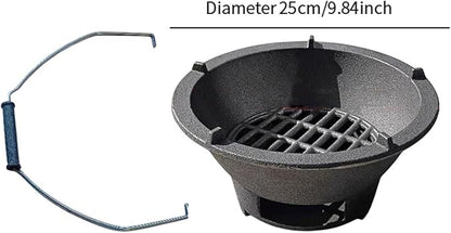 Portable Charcoal Grill, BBQ Grill, Mini Japanese Cast Iron Tabletop Furnace for Party Camping Patio Outdoor Backpacking, 20cm