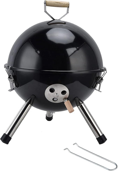 Tyenaza Charcoal Grill, Portable Spherical Grill with 3-Point Locking Lid for Heat Preservation, Dual Venting System