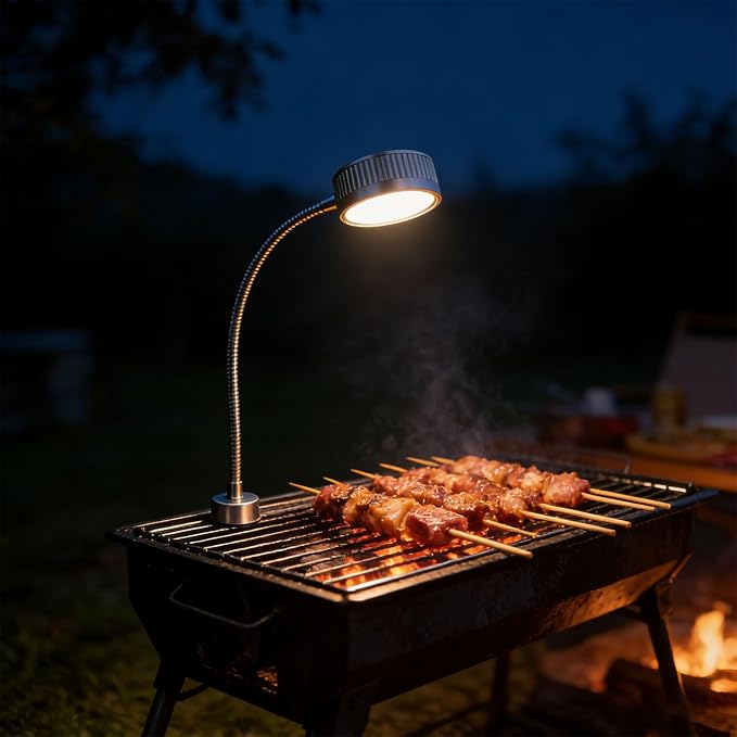 Rechargeable Grills Light 7 LEDs Adjustable Hose for Outdoor Activities Including Camping and Fishing Outdoor Grills Light