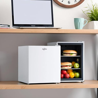 Koolatron 1.6 Cu.Ft Mini Fridge with Freezer Reversible Single Door Compact Refrigerator Adjustable Thermostat Energy Saving Mini Fridge for Bedroom Office Dorm Neveras Pequeñpara (White)