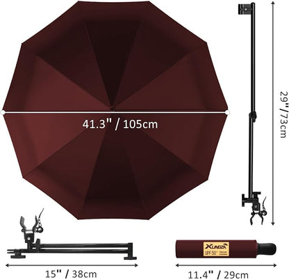 UPF 50+ Beach Umbrella with Adjustable Universal Clamp