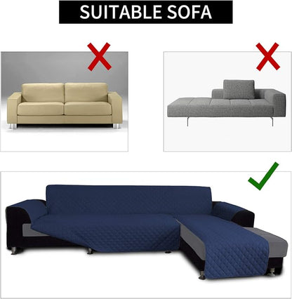 Easy-Going Reversible L-Shape Sectional Couch Cover, X-Large, Navy/Navy | Soft Sofa Slipcover For Dogs, Fits Left/Right Chaise Lounge Protector, Water Resistant Mat For Living Room