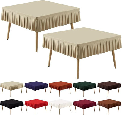 PARTISKY Natural Spandex Square Tablecloths 48x48 Inch, 2 Pack Wrinkle Free Fitted Card Table Cloth Stretch Square Table Cover for Kitchen Dinner, Holiday Party, Wedding Banquet, Display Trade Show