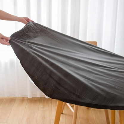 LIBERECOO Round Vinyl Fitted Tablecloth with Flannel Backing Elastic Edge Table Cover Waterproof Stain-Resistant Wipeable Tablecloths Fits 40-44" Round Tables