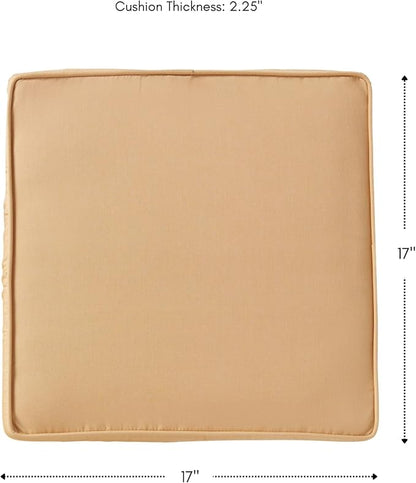 Sunbrella 17 in. Square Outdoor Corded Chair Pad, Canvas Wheat