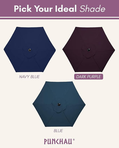 6 Ft Outdoor Patio Umbrella, Easy Open/Close Crank and Push Button Tilt Adjustment - Dark Purple Market Umbrellas