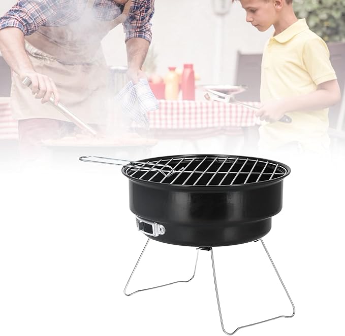 Gaeirt Portable Mini Round Barbecue Grill, Charcoal, Iron, Outdoor, Standing