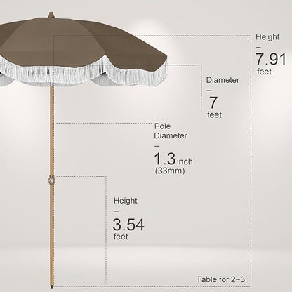 Tempera Heavy Duty High Wind Beach Umbrella with Sand Anchor & Carry Bag | Patio Outdoor Umbrella with Aluminum Frame and Push Button Tilt, Ideal for Travel Garden Lawn, UPF 60+
