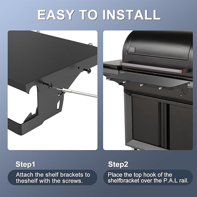KEESHA BAC762 P.A.L Folding Front Shelf for Traeger Woodridge, Timberline, Ironwood Series, Heavy-Duty Pop-and-Lock Grill Accessories Replacement for Food Prep and Storage, 26.75 x 10