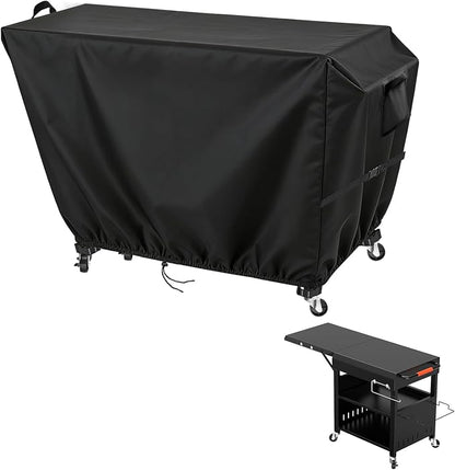 Outdoor Dining Grill Cart Cover - 51" D x 23" W x 34" H, 600D Grill Cart Cover for BBQMall, Heavy Duty Waterproof BBQ Food Prep Table Covers, Black