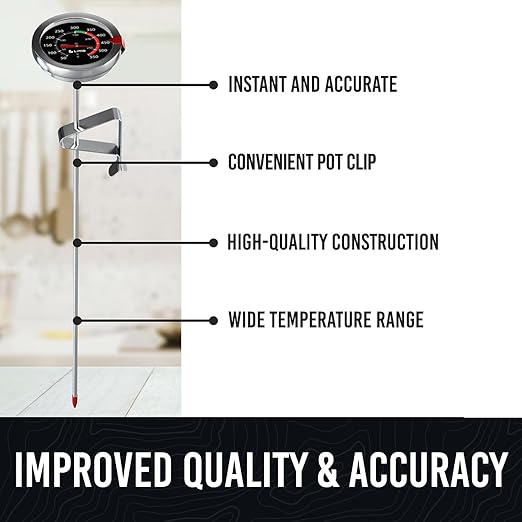 Craft911 Candy Thermometer with Pot Clip - Deep Fry Oil Thermometer for Frying and Candle Making (Black)