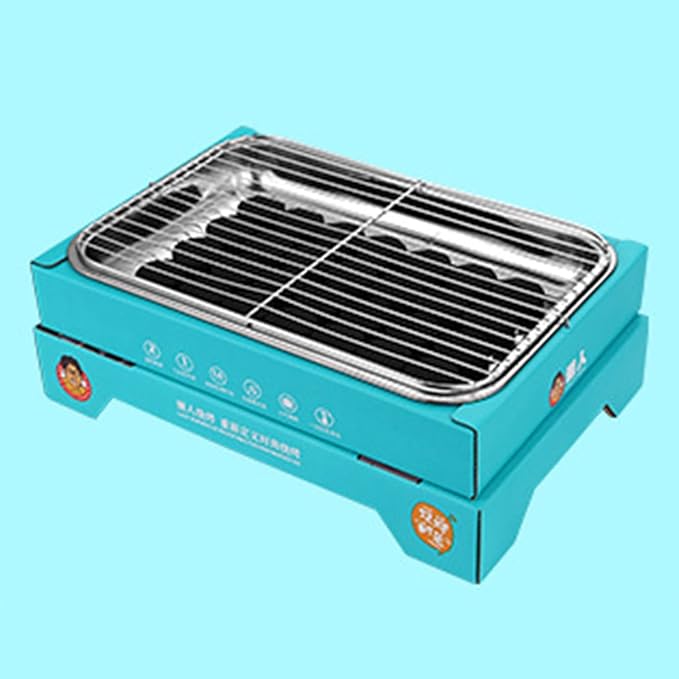 Portable and Compact Disposable Charcoal Grill - Detachable Stainless Steel BBQ Smoker Grill for Outdoor Camping(Blue)